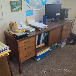 Straight Office Desk Credenza w/ Door, Drawer Storage